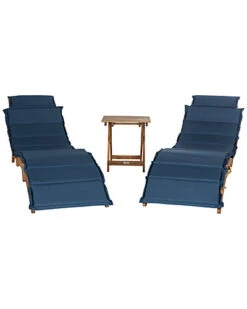 Safavieh Pacifica Outdoor 3pc Lounge Set Home Navy -Safavieh Sales Store 3050291332 RLLD navy 1 1