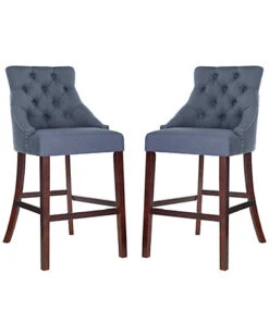 Safavieh Set Of 2 Eleni Tufted Wing Back Bar Stool Home