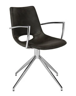 Safavieh Dawn Midcentury Modern Leather Swivel Dining Arm Chair Home