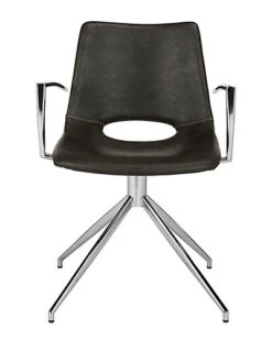 Safavieh Dawn Midcentury Modern Leather Swivel Dining Arm Chair Home -Safavieh Sales Store 3050483028 RLLD 3