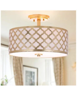 Safavieh Kora Quatrefoil 3-Light 15in Dia Gold Flush Mount Home -Safavieh Sales Store 3050702914 RLLD 2