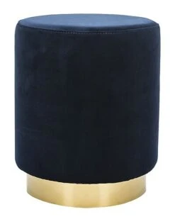Elsworth Velvet Ottoman With Brass Base Home