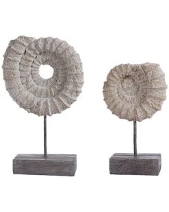 Safavieh Lena Set Of 2 Ammonite Shells Table Decor Home