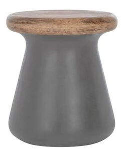 Safavieh Button Indoor/Outdoor Modern Concrete Round 18in Accent Table Home
