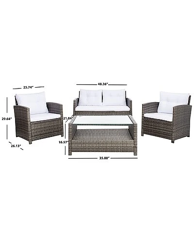 Safavieh Vellor Outdoor Grey 4pc Living Set Home 8 Safavieh Vellor Outdoor Grey 4pc Living Set Home - Image 6