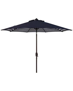 Safavieh Athens Inside Out Striped 9ft Crank Outdoor Auto Tilt Umbrella Home