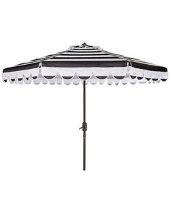 Safavieh Maui Single Scallop Striped 9Ft Crank Push Button Tilt Umbrella Home