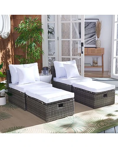 Safavieh Pramla Outdoor Sette With Ottoman Home 4 Safavieh Pramla Outdoor Sette With Ottoman Home - Image 2