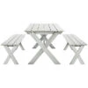 Safavieh Marina Outdoor 3pc Dining Set With 63in L Table And 2 Backless Benches Home