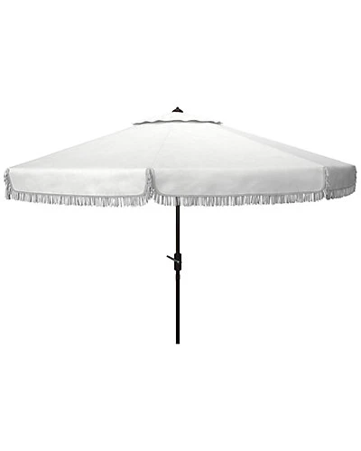 Safavieh Milan Fringe 11Ft Round Crank Umbrella Home 3 Safavieh Milan Fringe 11Ft Round Crank Umbrella Home