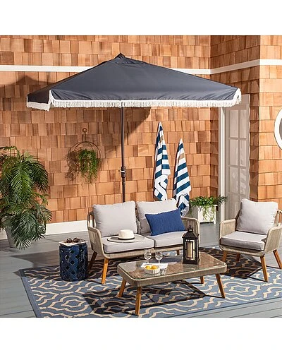 Safavieh Milan Fringe 7.5 Ft Square Crank Umbrella Home 3 Safavieh Milan Fringe 7.5 Ft Square Crank Umbrella Home