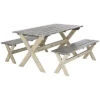 Safavieh Marina Outdoor 3pc Dining Set With 63in Table And 2 Backless Benches Home