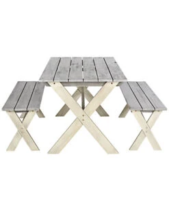 Safavieh Marina Outdoor 3pc Dining Set With 63in Table And 2 Backless Benches Home -Safavieh Sales Store 3070723723 RLLD 3