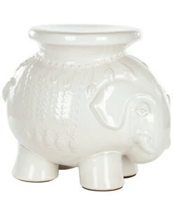 Safavieh White Ceramic Elephant Stool Home
